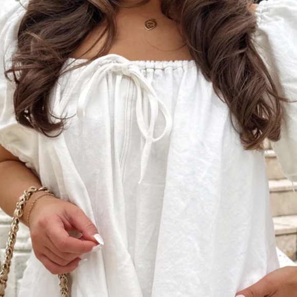 SOPHIE THE LABEL !!WHITE DENIM DRESS WITH TIE DETAIL. Quality!!! M - Picture 5 of 7